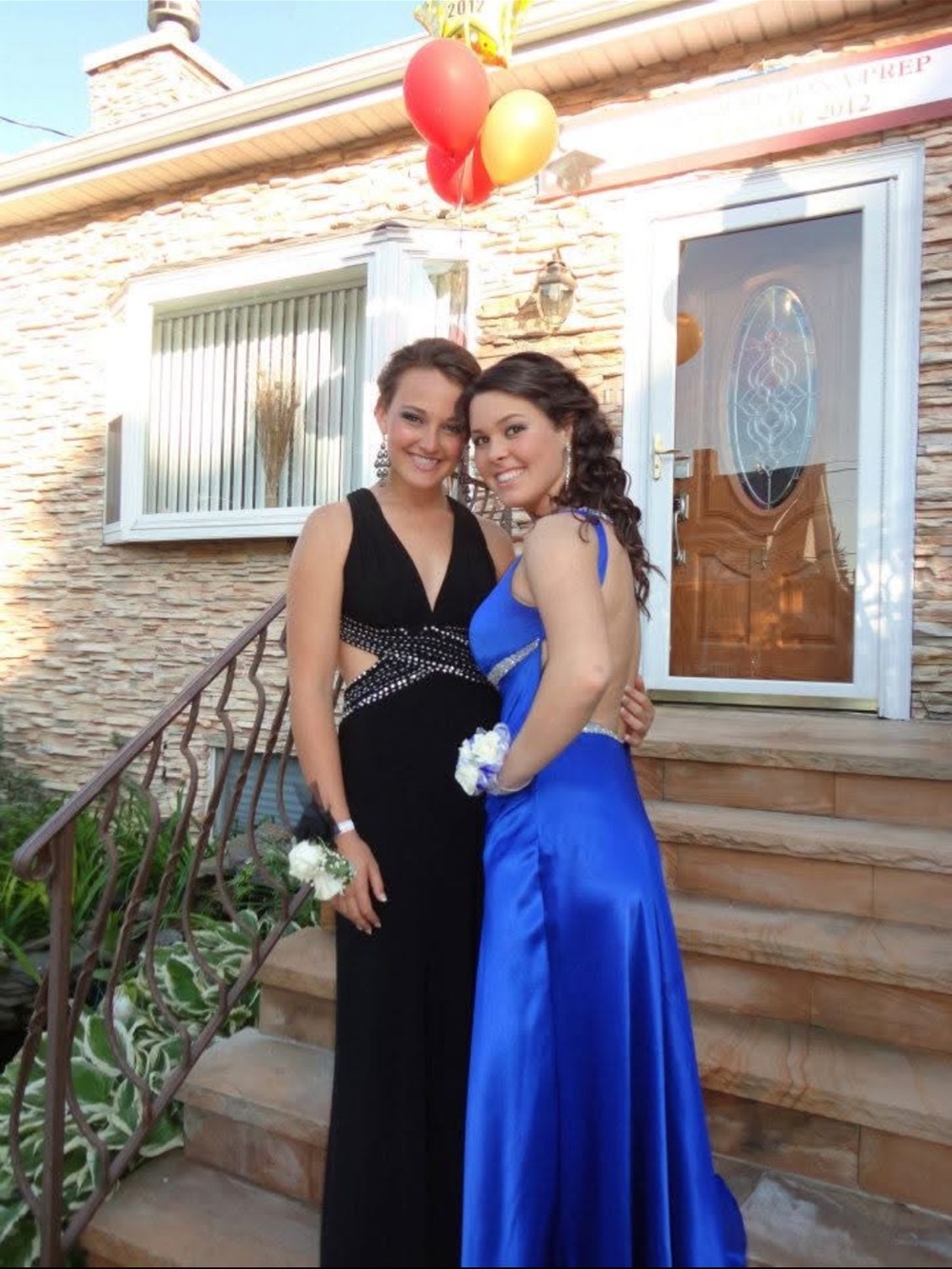 Betsy & Adam Black Beaded Halter Prom Gown